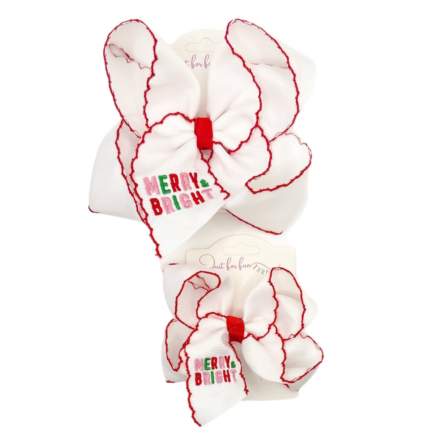 Merry & Bright Moonstitch Hair Bow: 5.5 inch