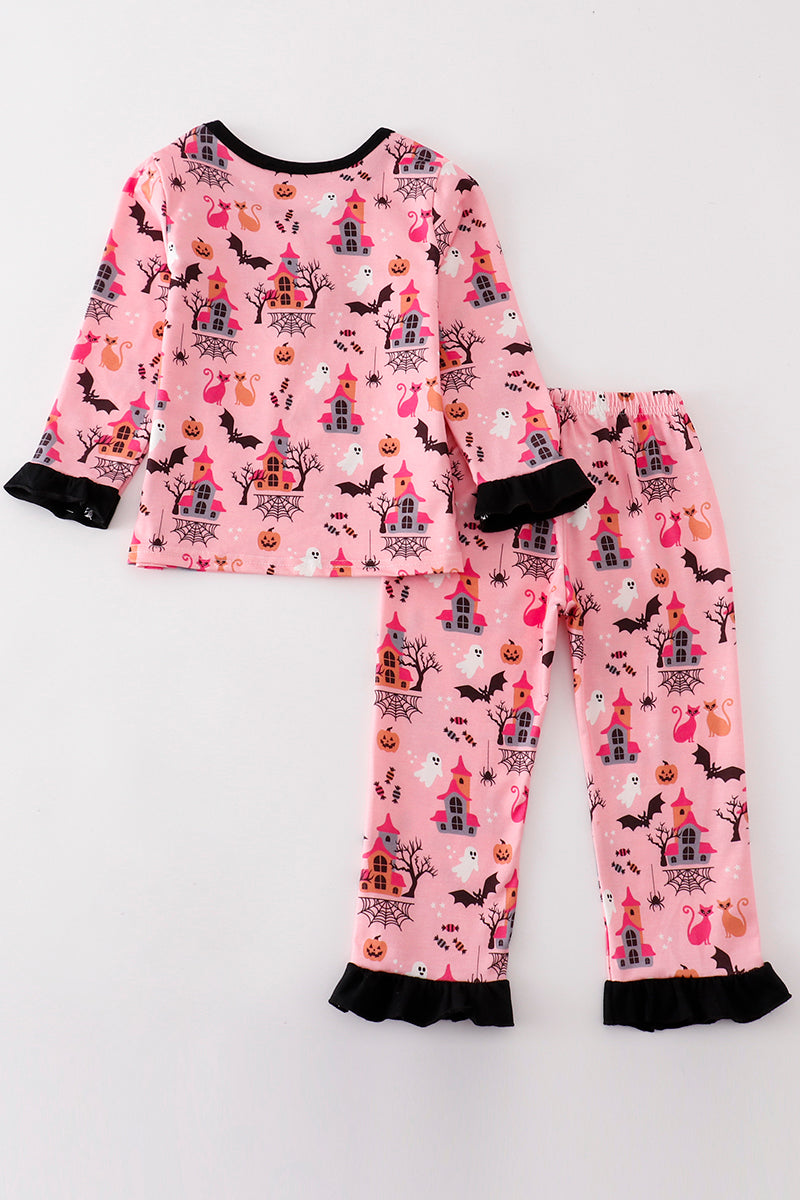 Pink Boo-tiful Girls Ruffled Pajama Set