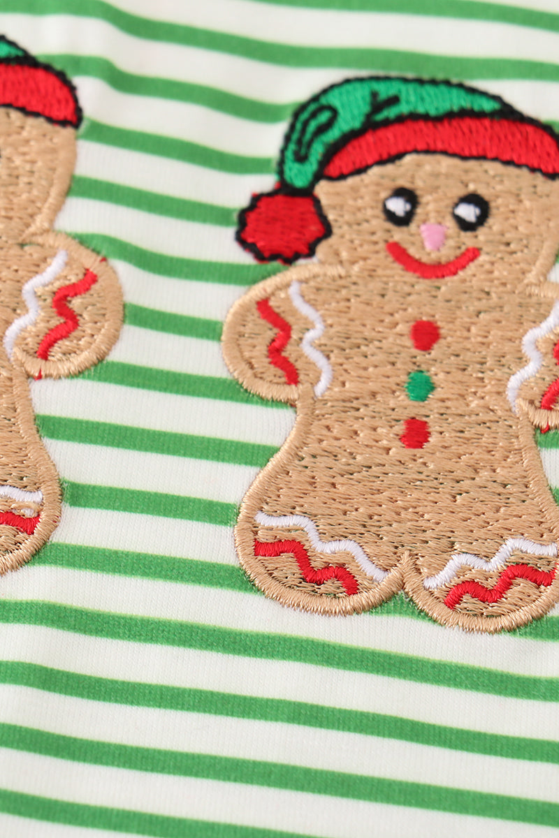Striped Gingerbread Embroidered Christmas Boys Top