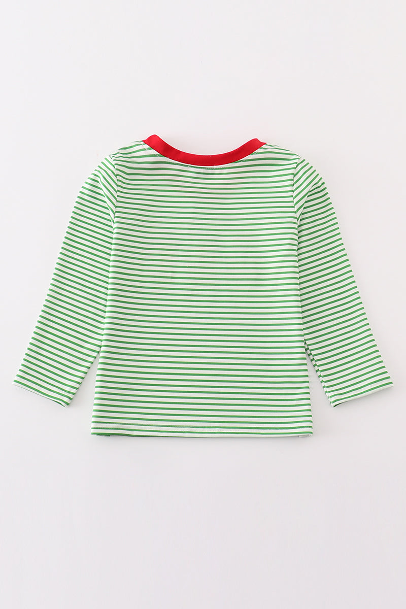 Striped Gingerbread Embroidered Christmas Boys Top