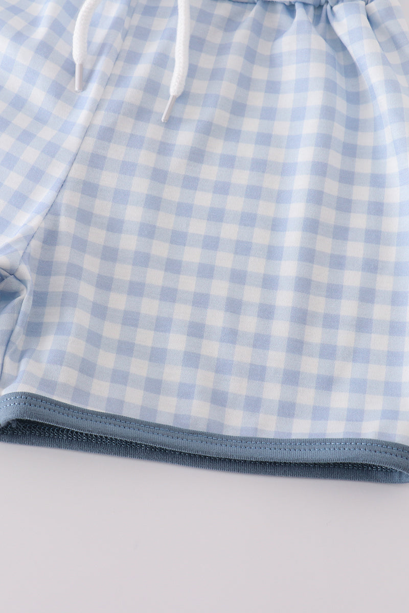 Boys Blue Embroidered Golf Short Set