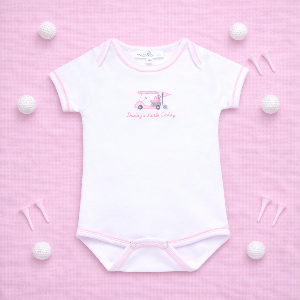 Daddy's Little Caddy Embroidered in Pink Bodysuit