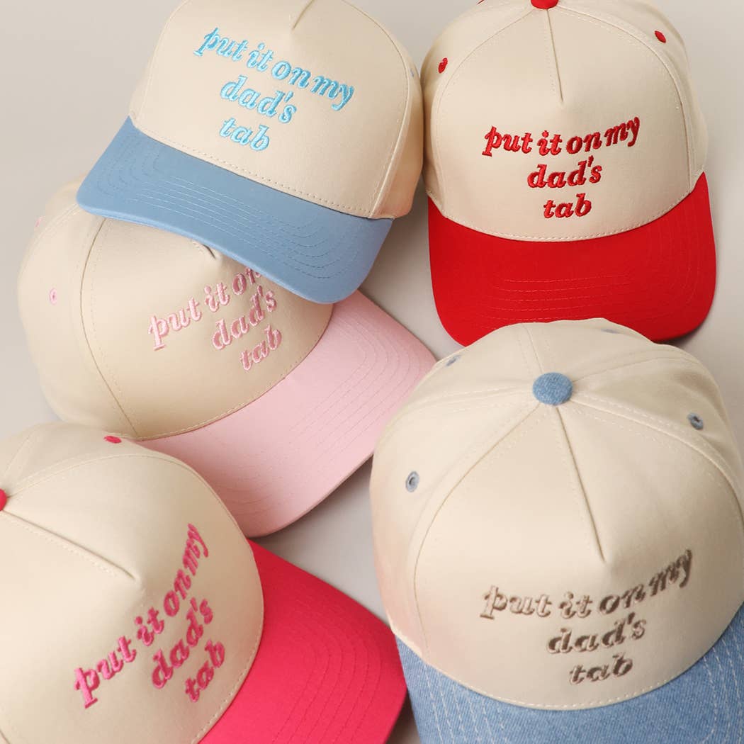 PUT IT ON MY DAD'S TAB Embroidery KIDS Trucker Hat: Light Pink