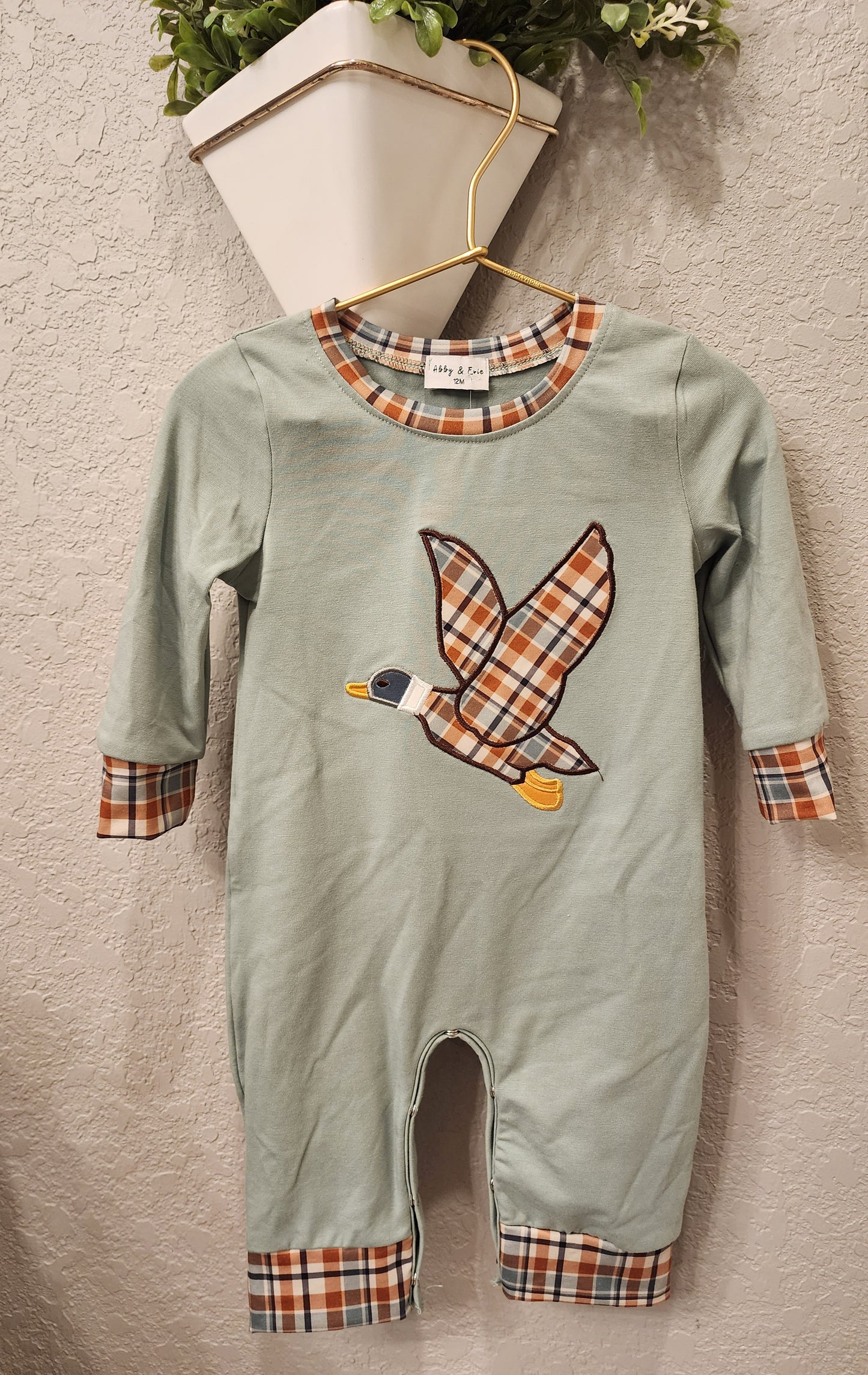 Duck Applique Boys Baby Romper