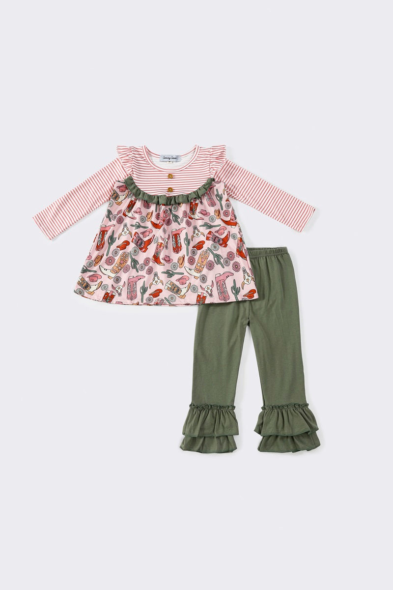 Girls Western Striped Set