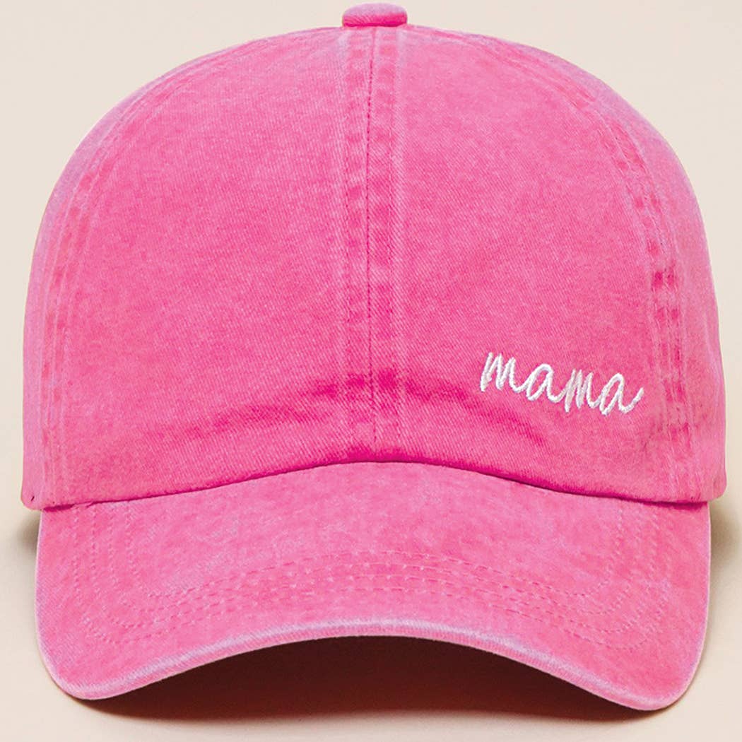 Mama Embroidered Baseball Cap in Hot Pink