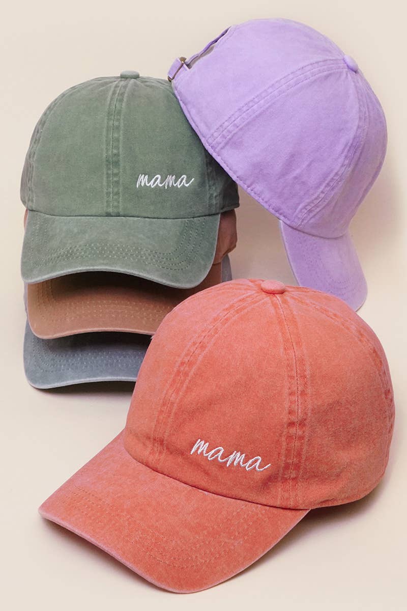 Mama Embroidered Baseball Cap in Hot Pink