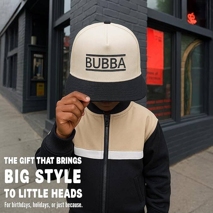 Kids Two Tone Vintage Bubba Hat - (Black/Beige)