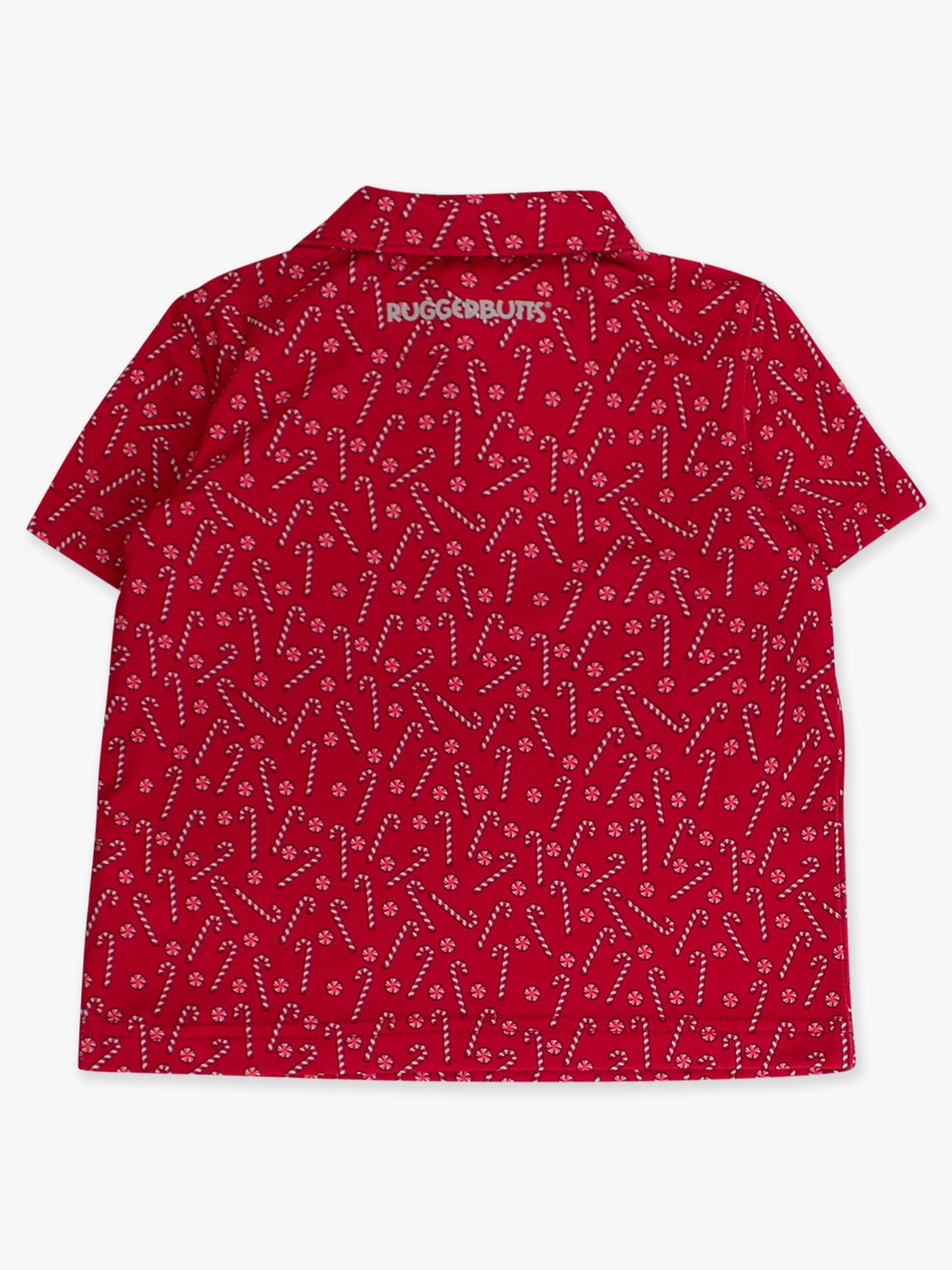 Boys Tiny Candy Canes Knit Short Sleeve Performance Polo