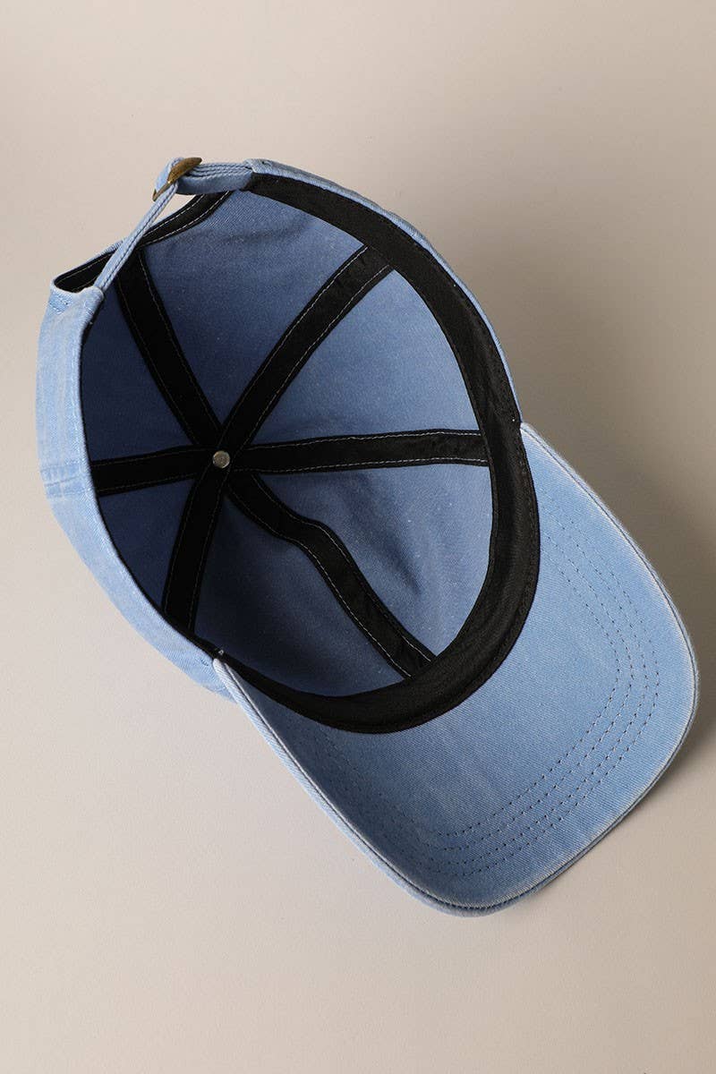 Mama Embroidered Baseball Cap in Light Blue
