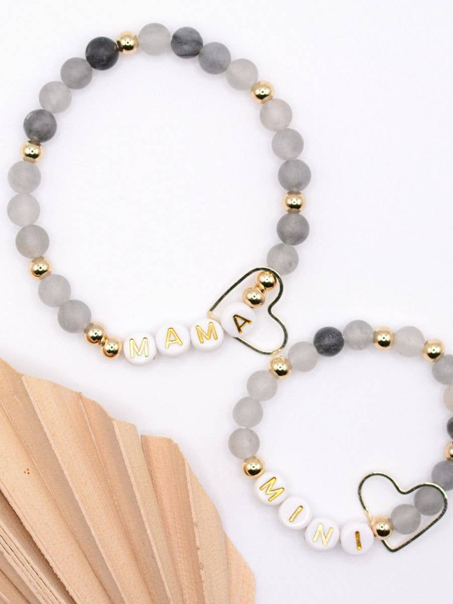 Mama+Mini matching black & gold beaded bracelet set