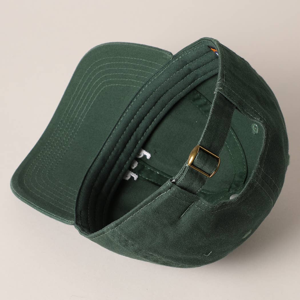 Father's Day Baseball Cap With Dad Text Embroidery Dark Green