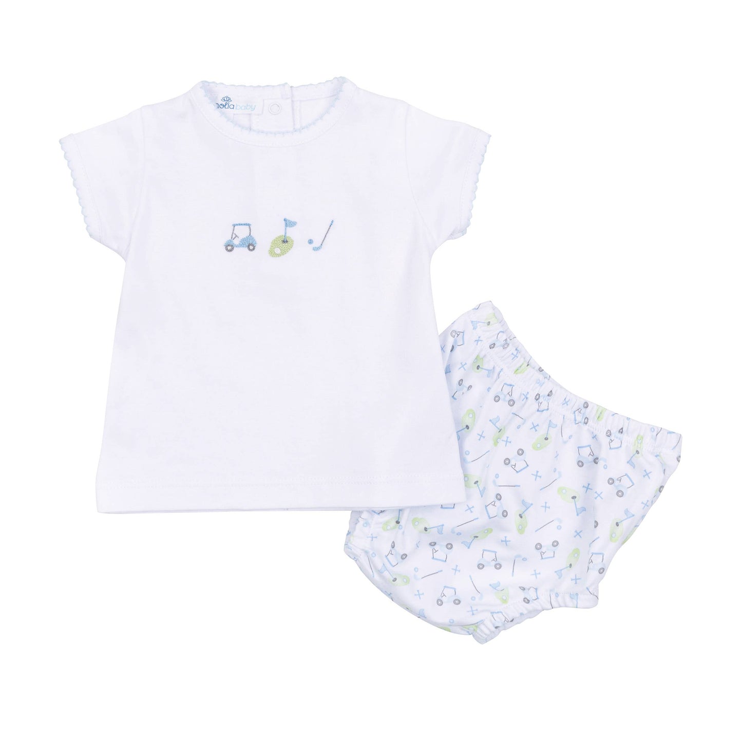 Tiny Tee Time Boys Embroidered Diaper Cover Set