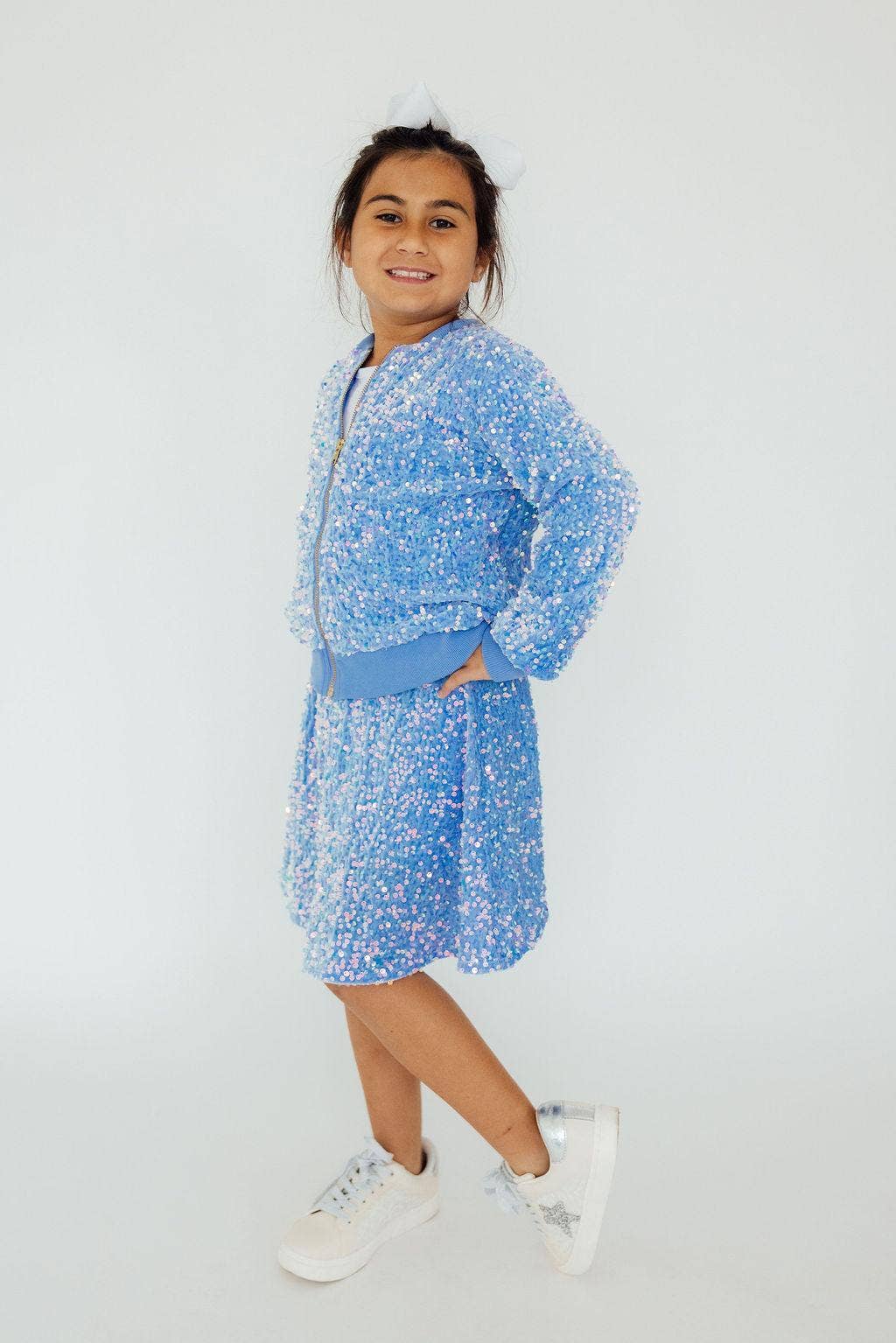 Blue Velvet Girls Sequin Jacket