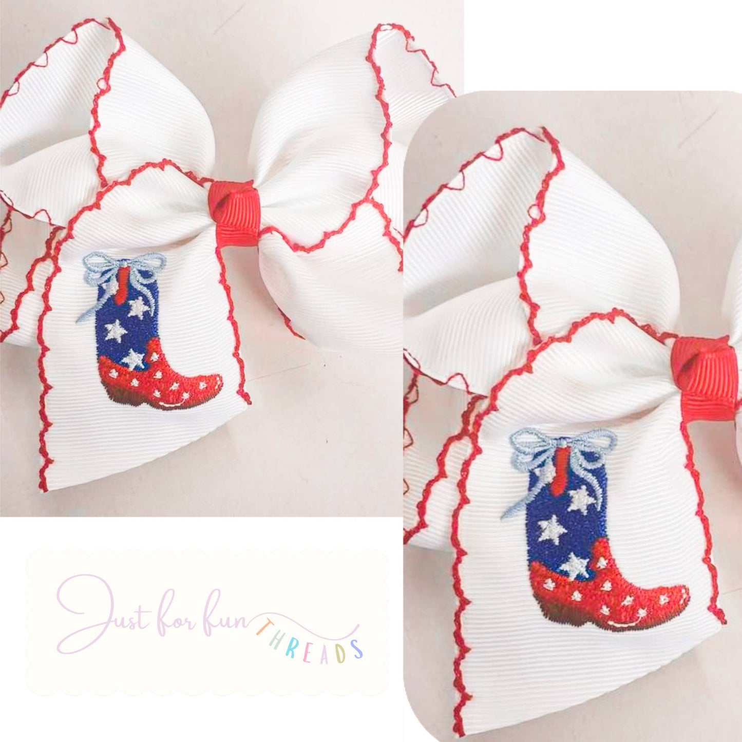 Patriotic Boot Moonstitch Hair Bow