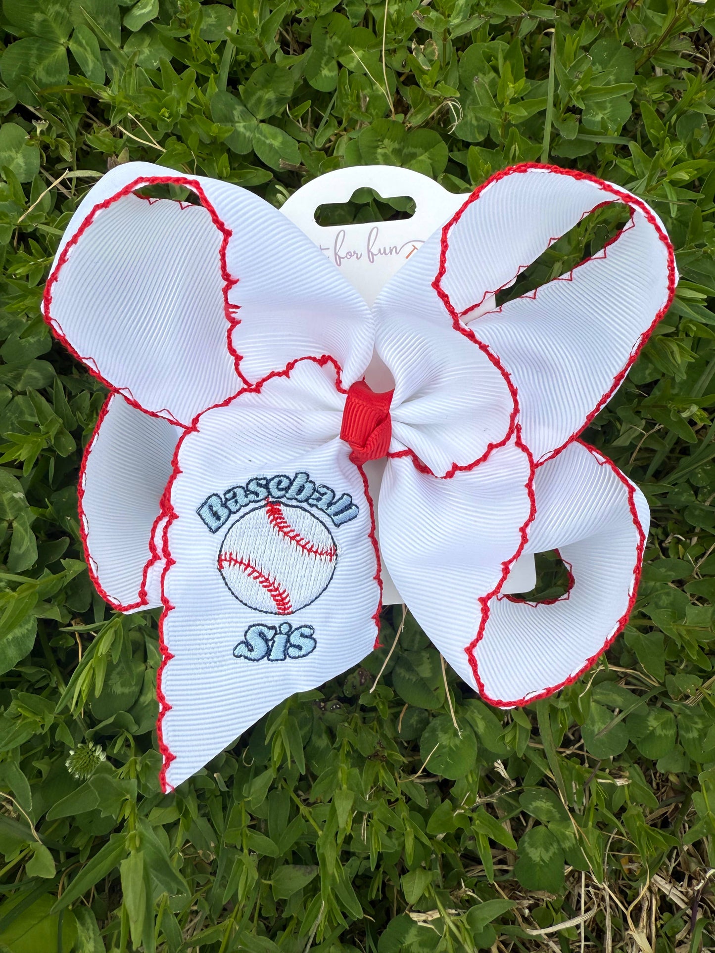 Baseball Sis Embroidered Hair Bow