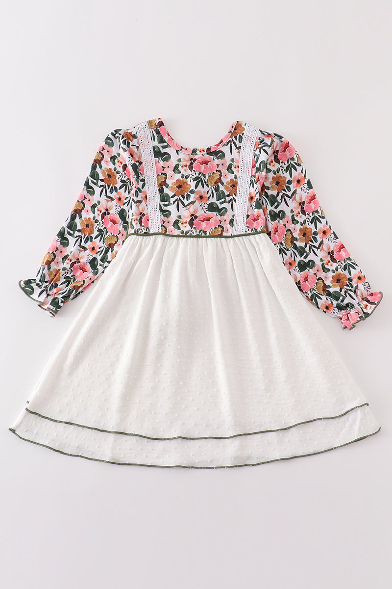 Floral Swiss Dot Girls Dress