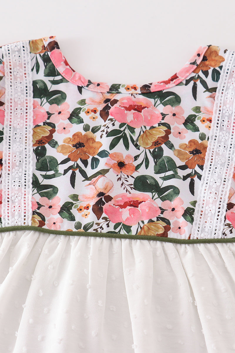 Floral Swiss Dot Girls Dress