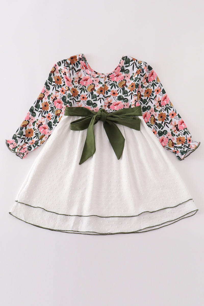 Floral Swiss Dot Girls Dress