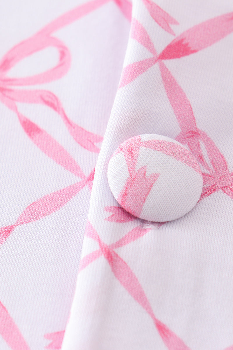 Pretty in Pink Bow Girls Ruffled Pajama Set