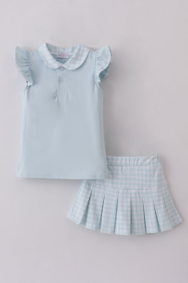 Girls Blue Ruffled Skort Set