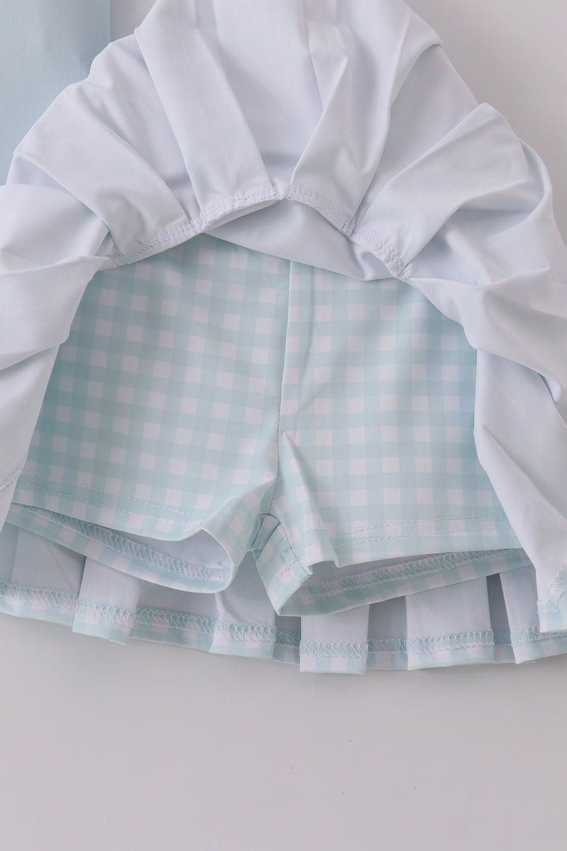 Girls Blue Ruffled Skort Set