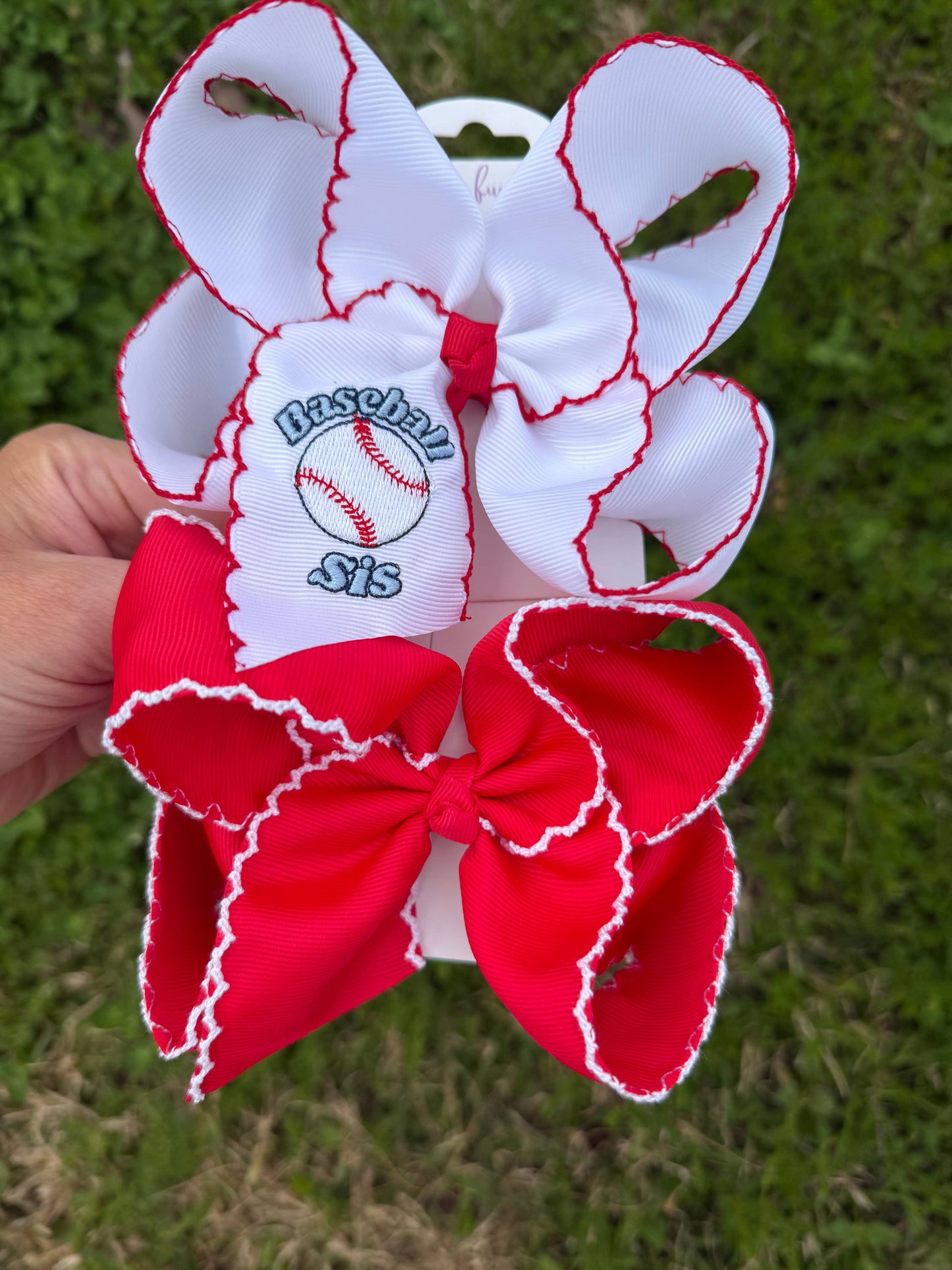 Baseball Sis Embroidered Hair Bow