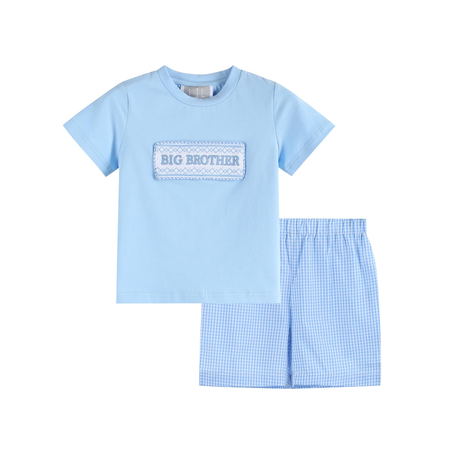 Light Blue Big Brother Smocked Short Set