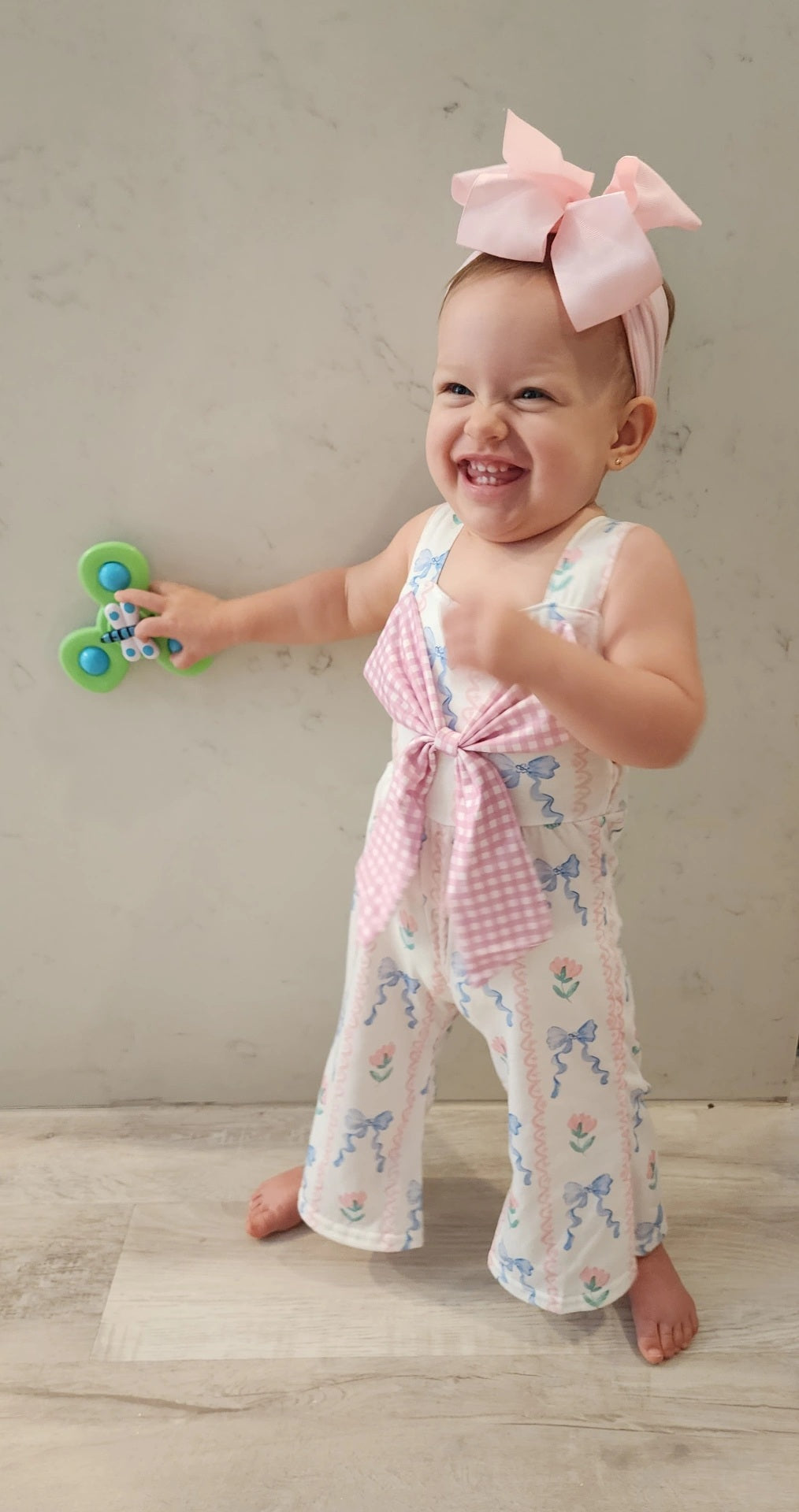 Floral Bow Girls Jumpsuit