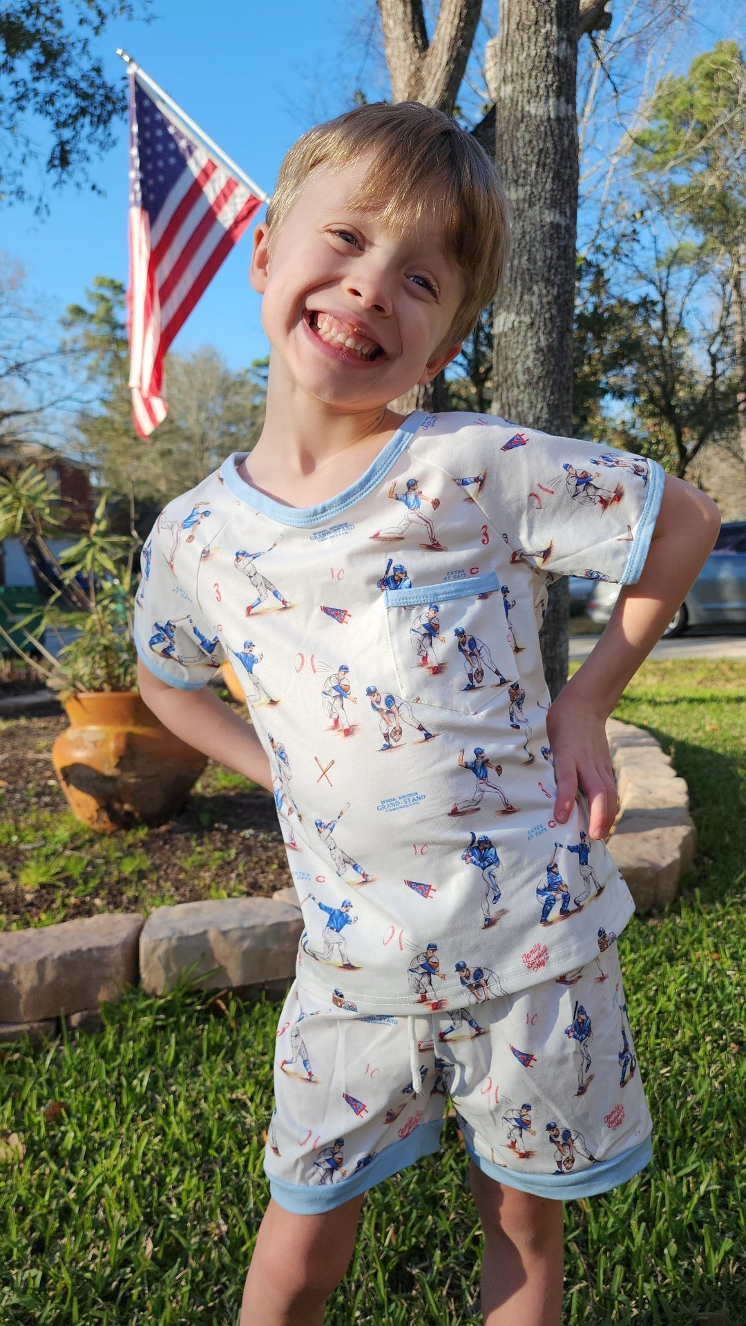 Boys Baseball Print Short Set