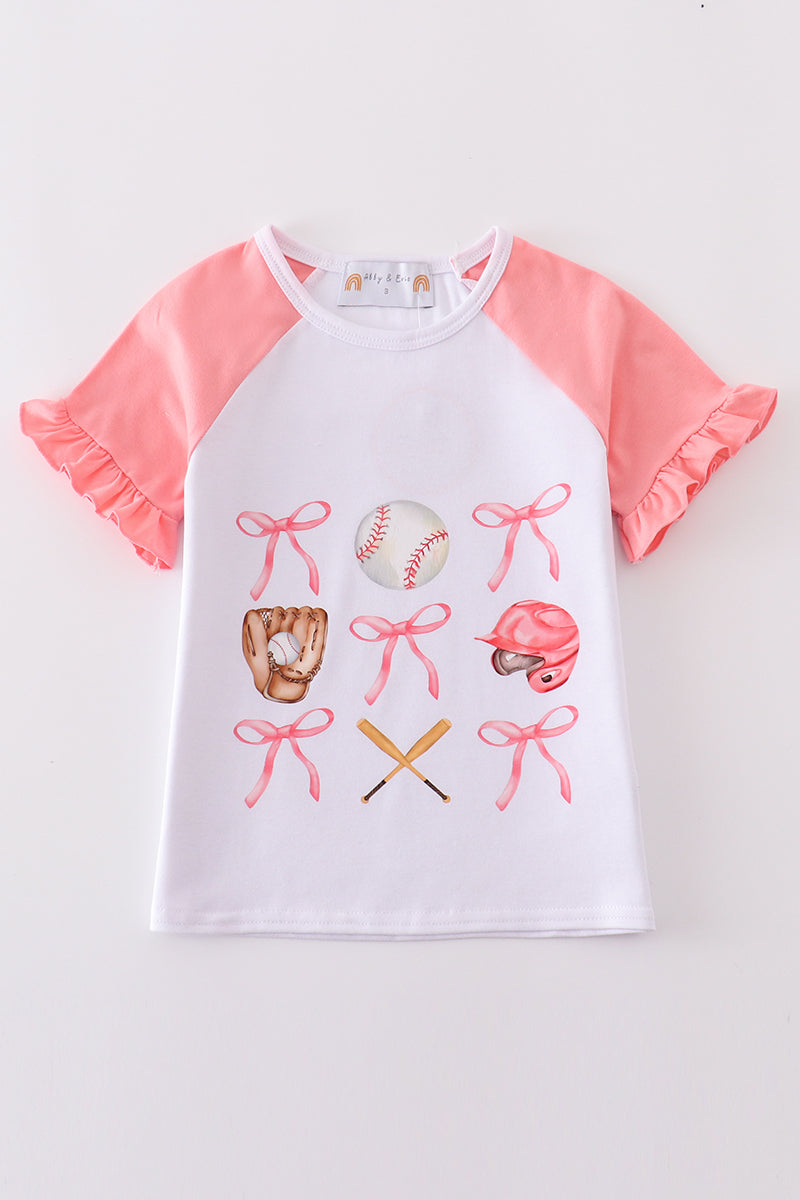 Pink Ruffled Baseball Girls Top