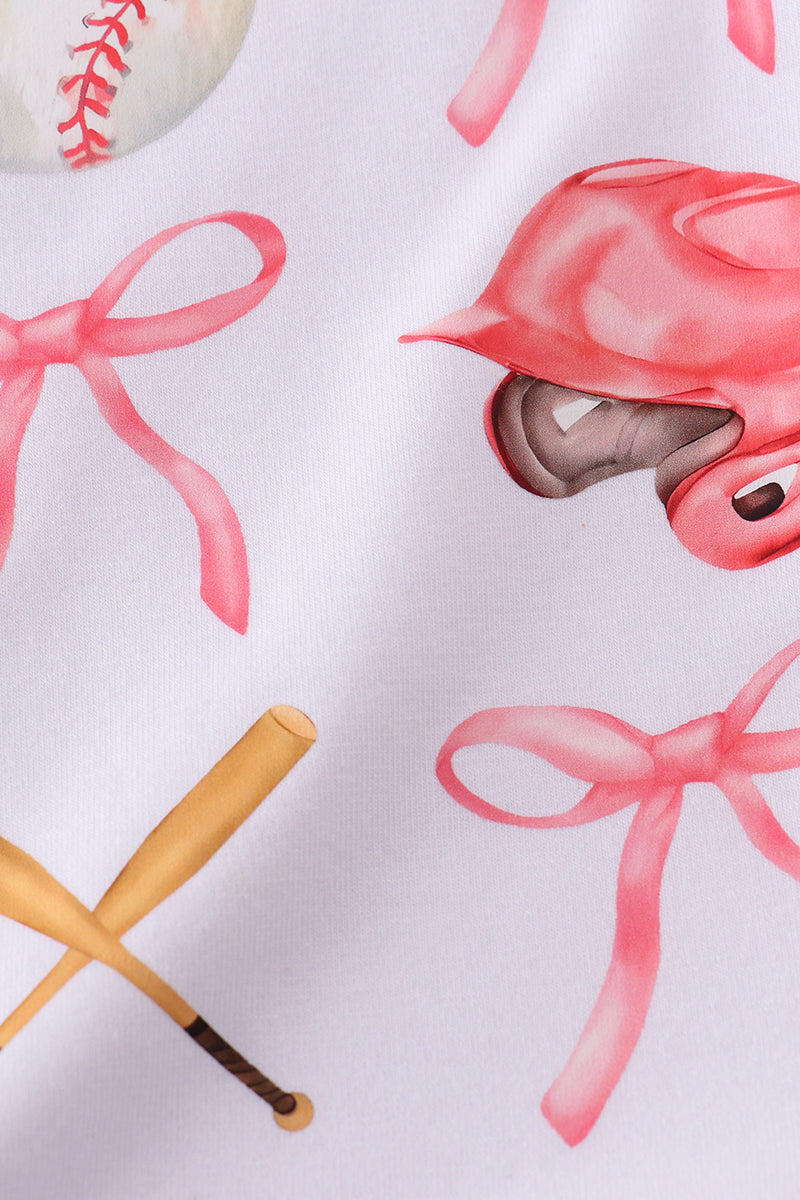 Pink Ruffled Baseball Girls Top