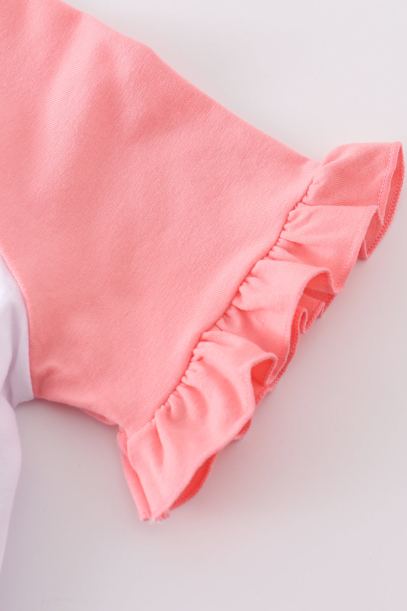 Pink Ruffled Baseball Girls Top