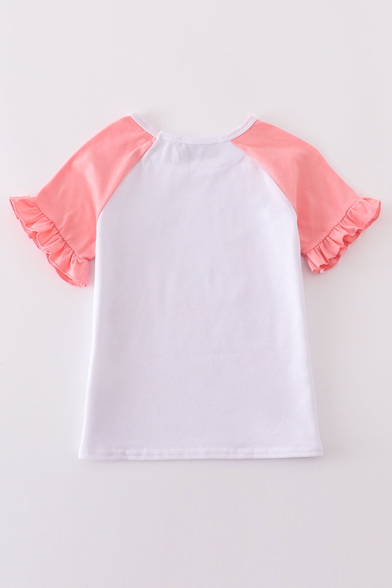 Pink Ruffled Baseball Girls Top