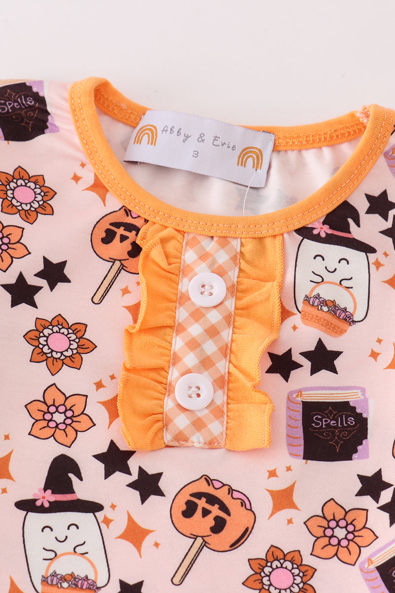 Halloween Candy Girls Ruffle Pajama Set