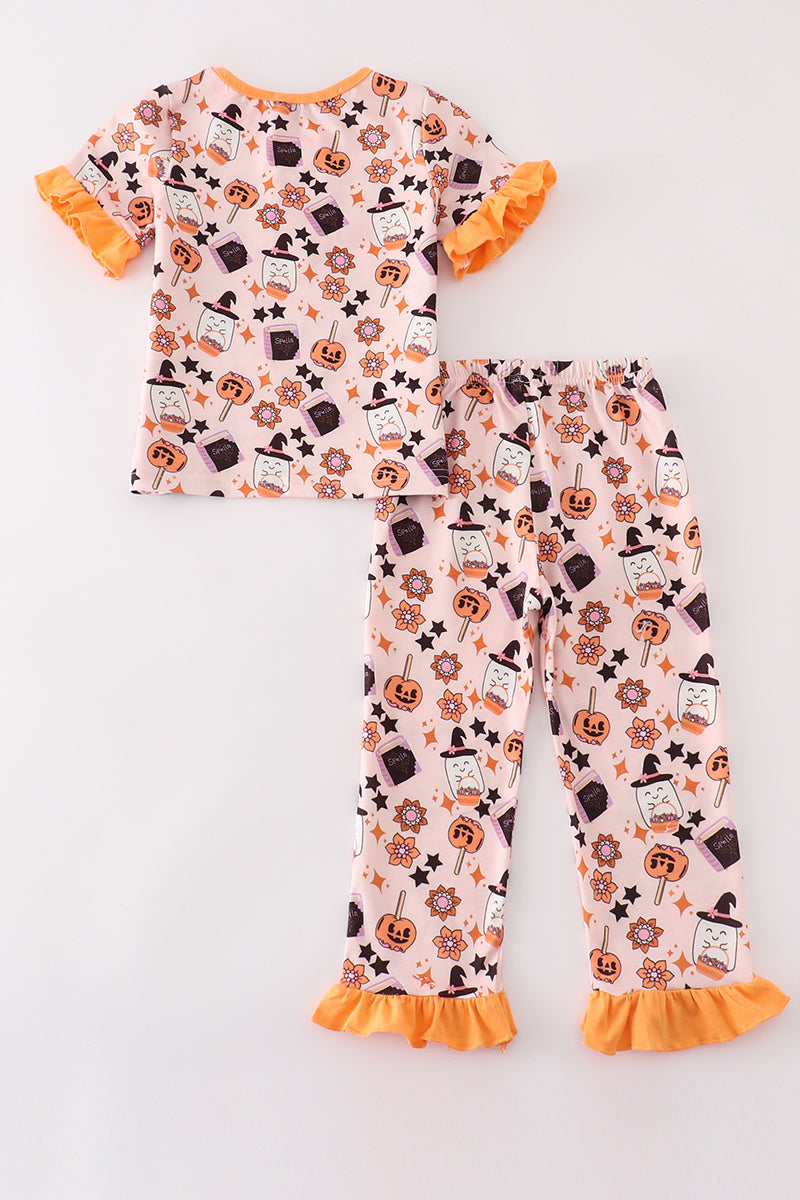 Halloween Candy Girls Ruffle Pajama Set