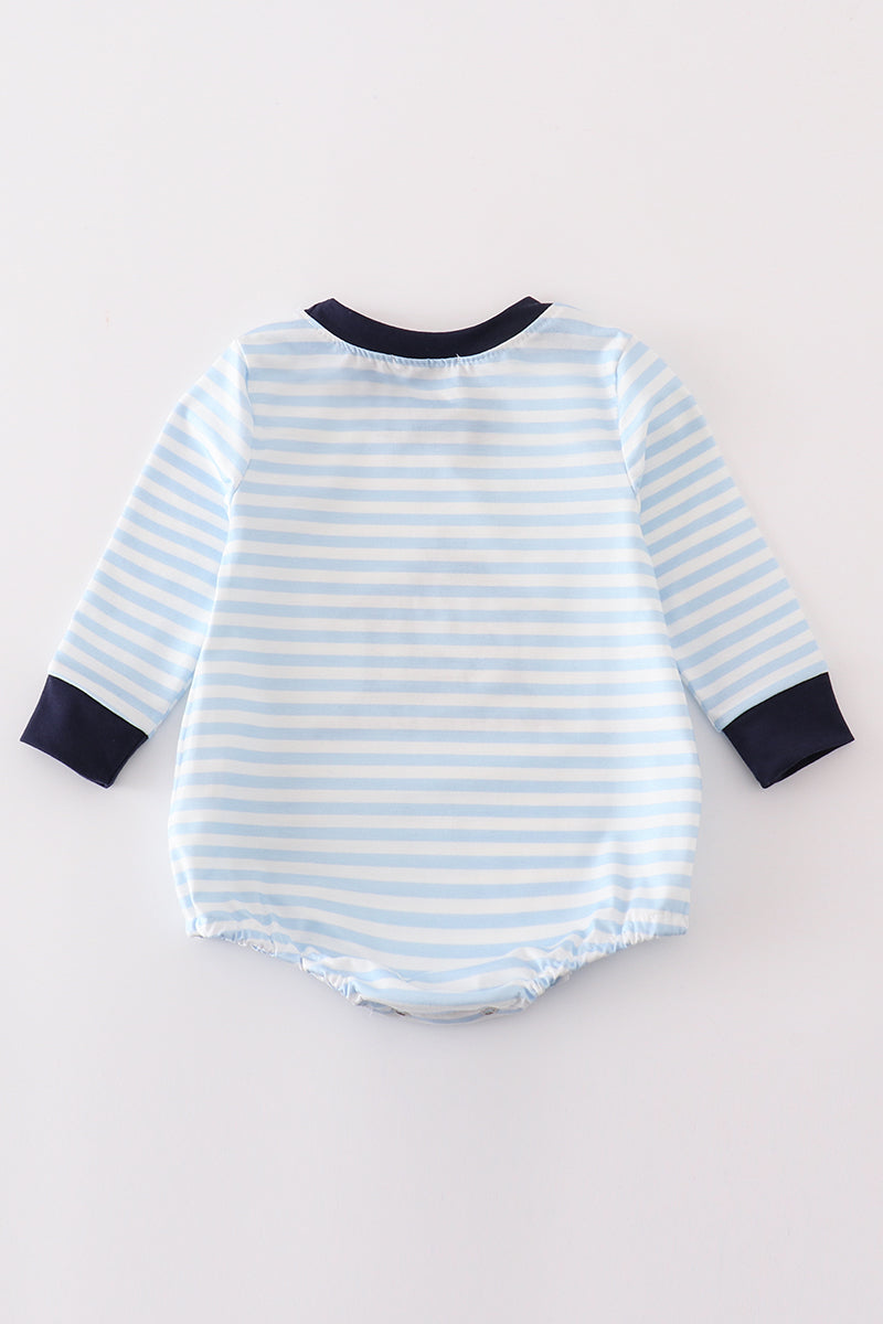 Boys Navy Embroidered Nativity Bubble Romper