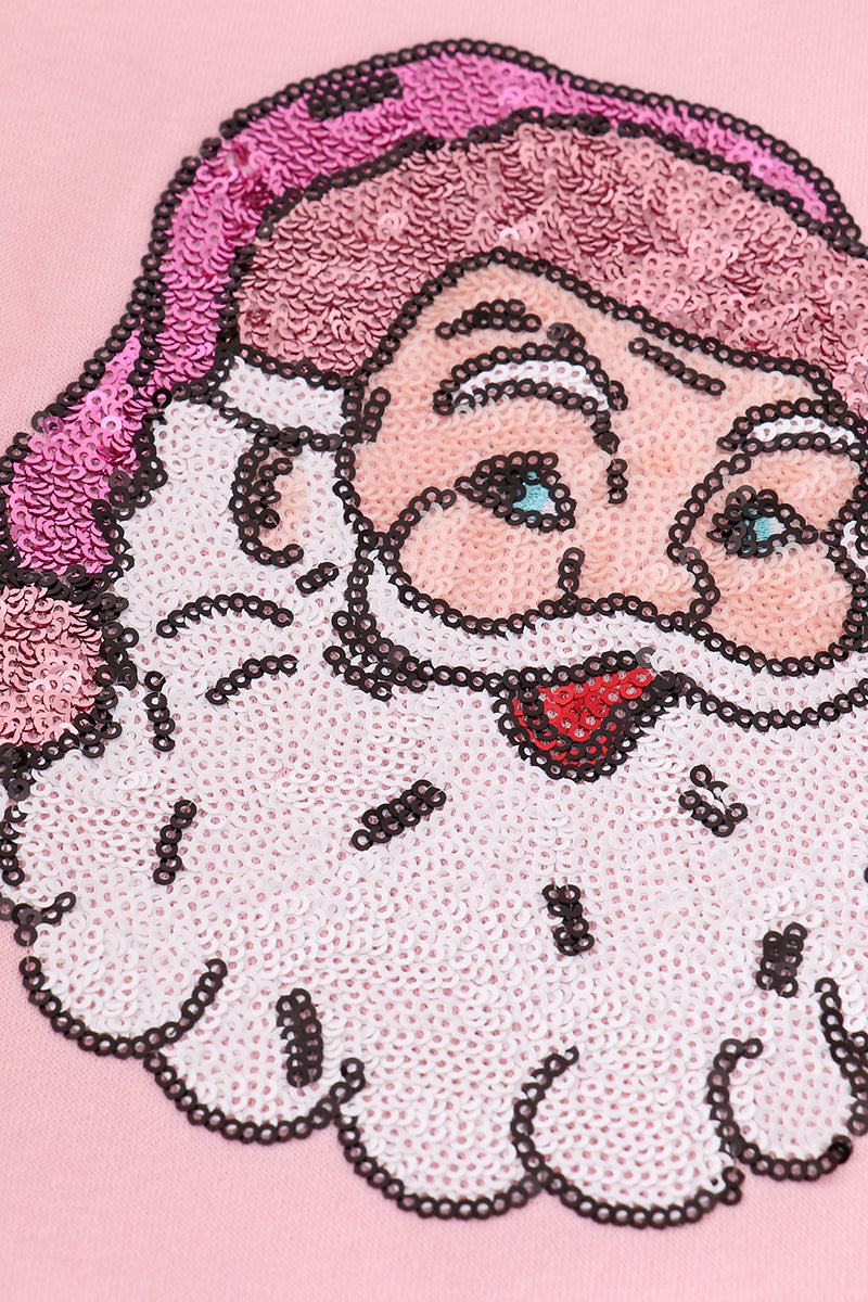 Pink Santa Sequin Girls Sweatshirt