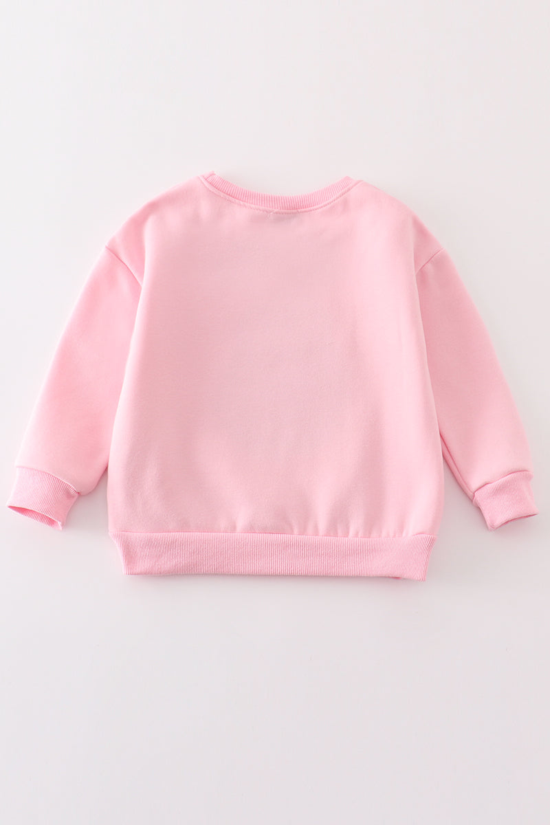 Pink Santa Sequin Girls Sweatshirt