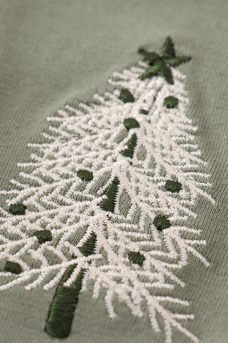Girls Sage Green Christmas Tree Dress