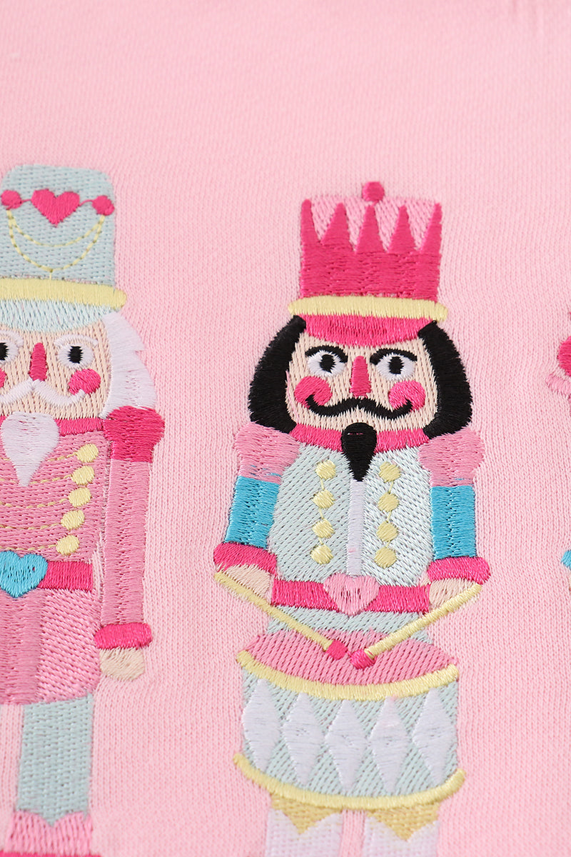 Girls Pink Nutcracker Embroidered Fleece Sweatshirt