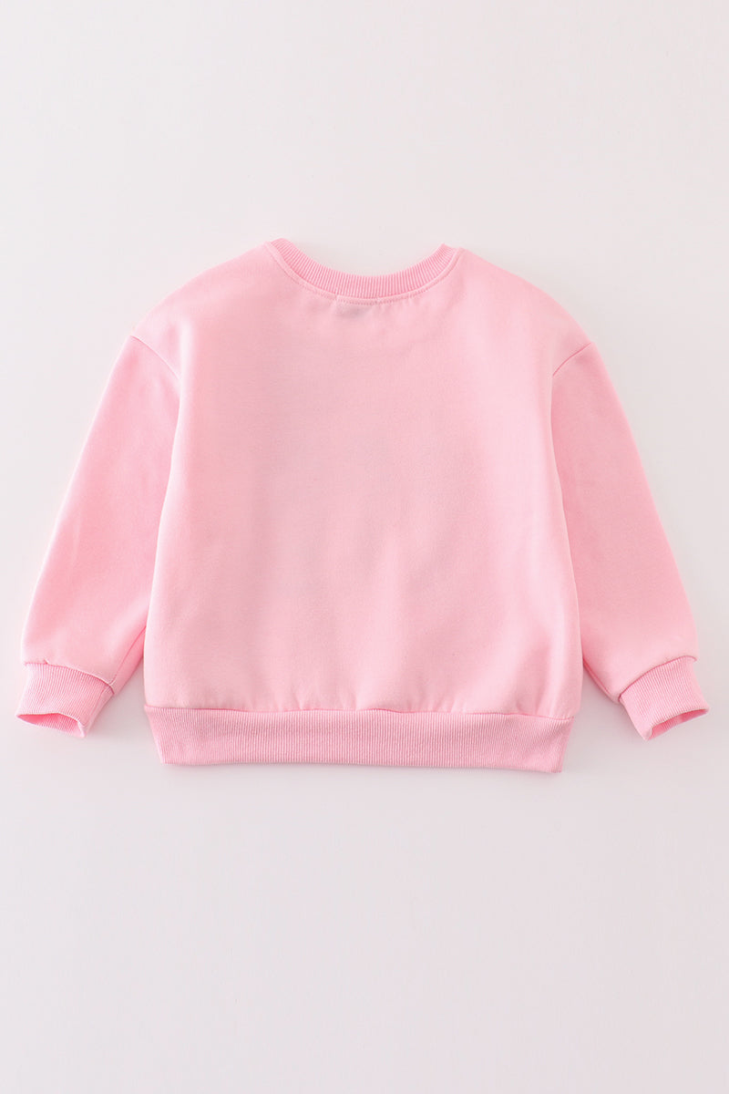 Girls Pink Nutcracker Embroidered Fleece Sweatshirt