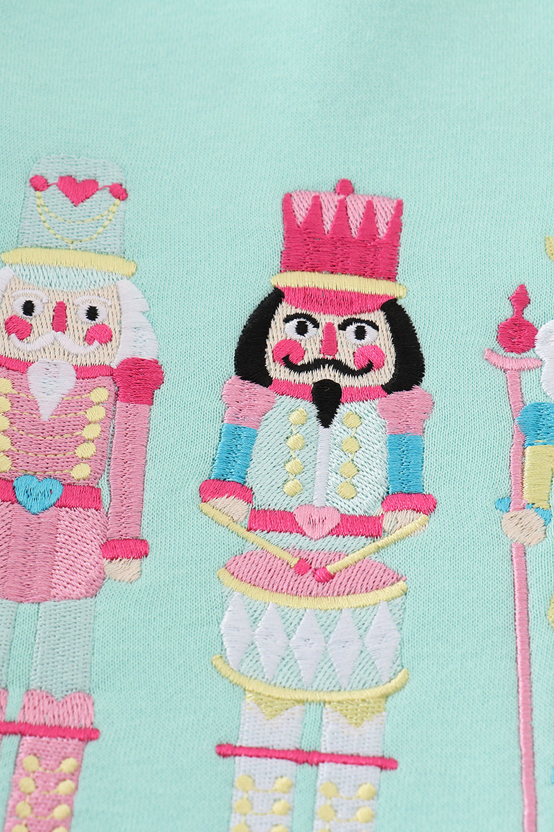 Girls Mint Nutcracker Embroidered Fleece Sweatshirt