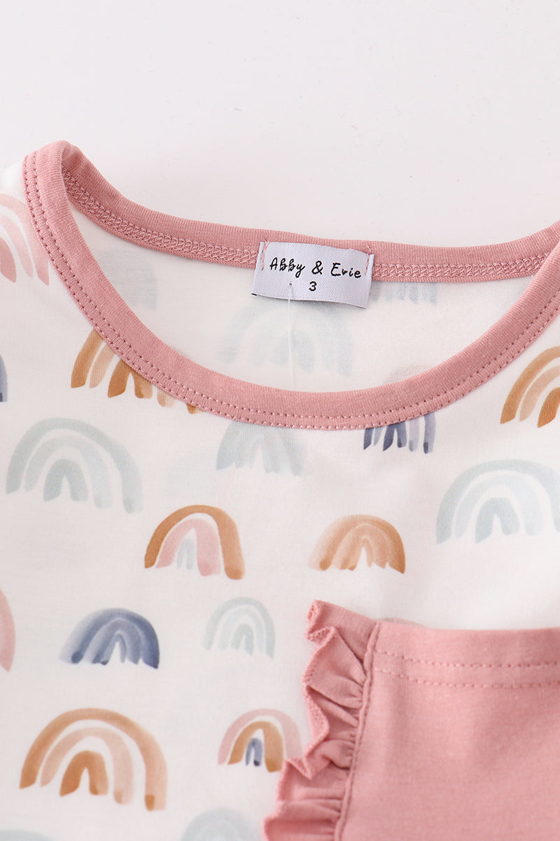 Girls Watercolor Rainbow Print Pajama Set