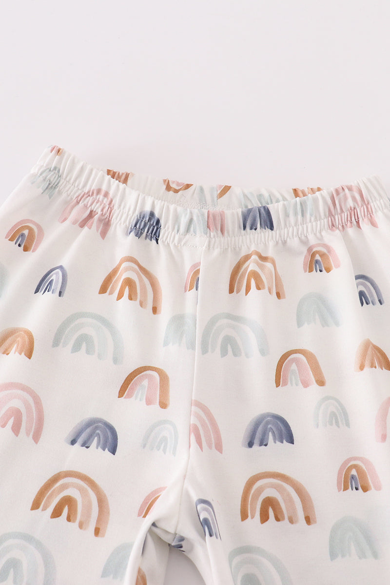 Girls Watercolor Rainbow Print Pajama Set