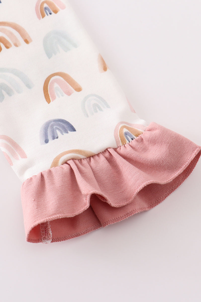Girls Watercolor Rainbow Print Pajama Set