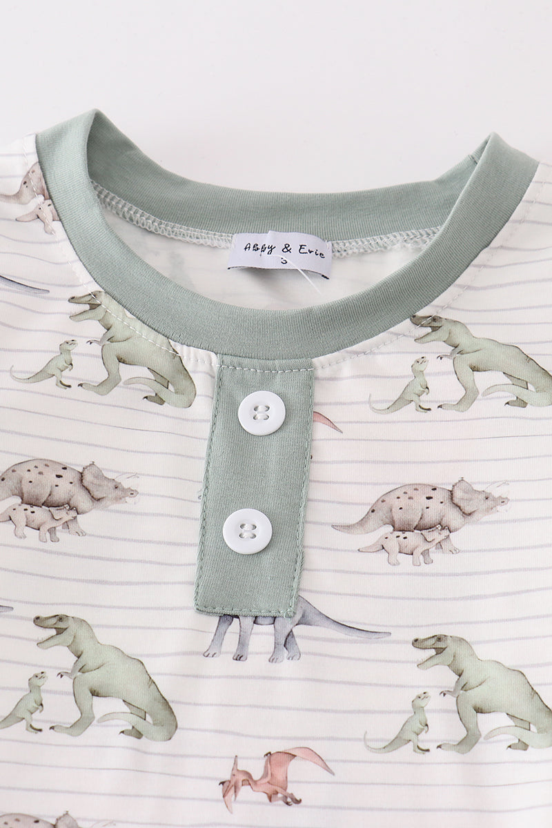 Boys Dinosaur Print Long-Sleeved Pajama Set