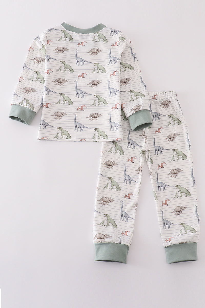 Boys Dinosaur Print Long-Sleeved Pajama Set