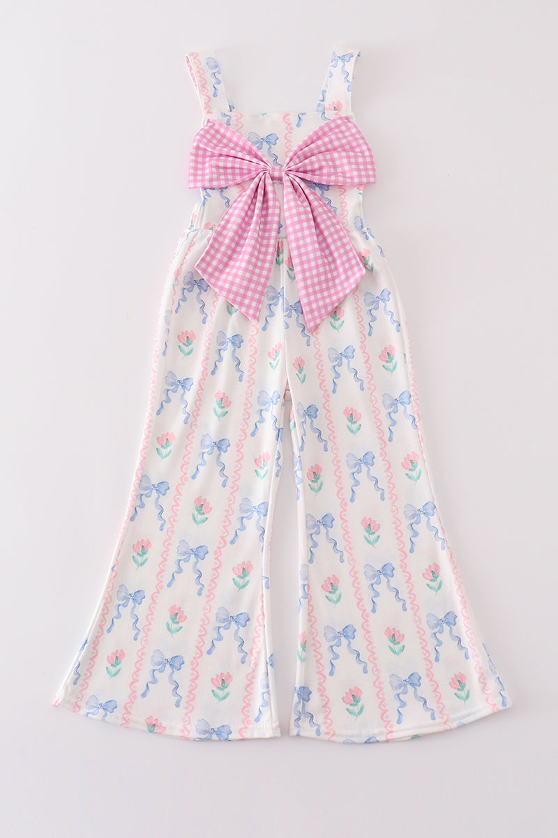 Floral Bow Girls Jumpsuit