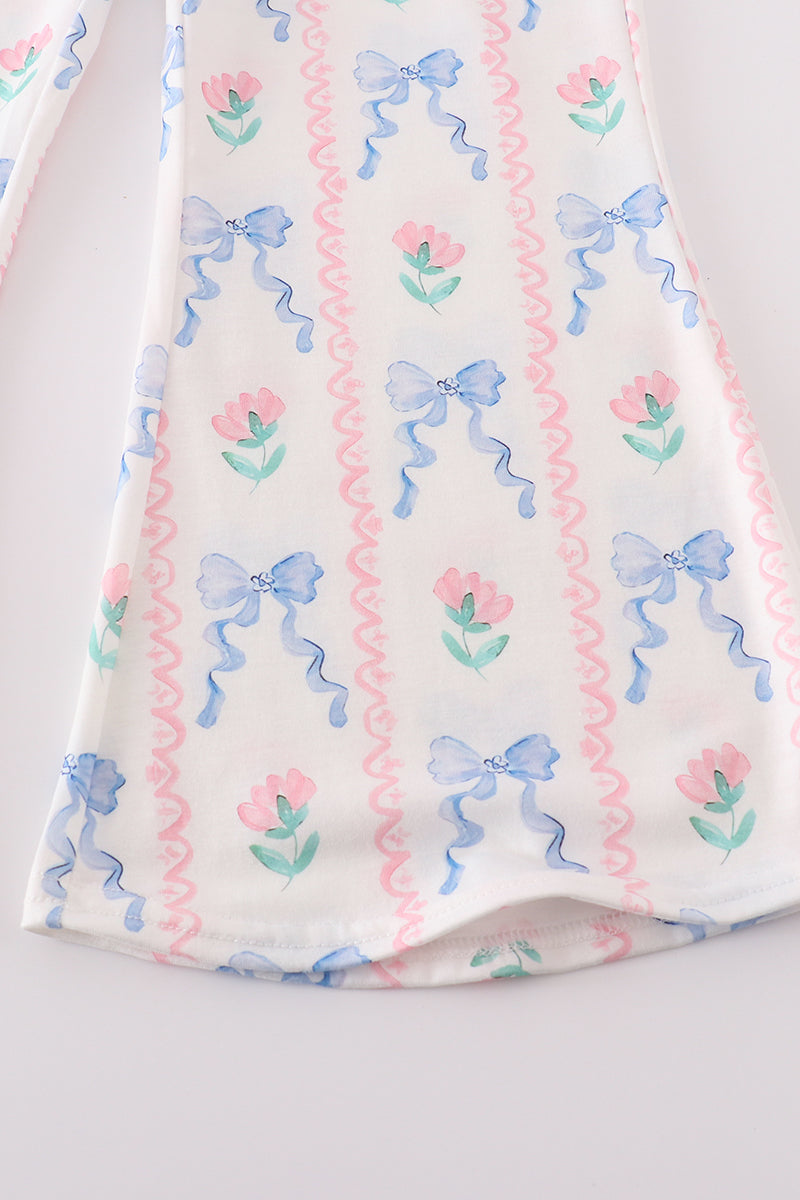 Floral Bow Girls Jumpsuit